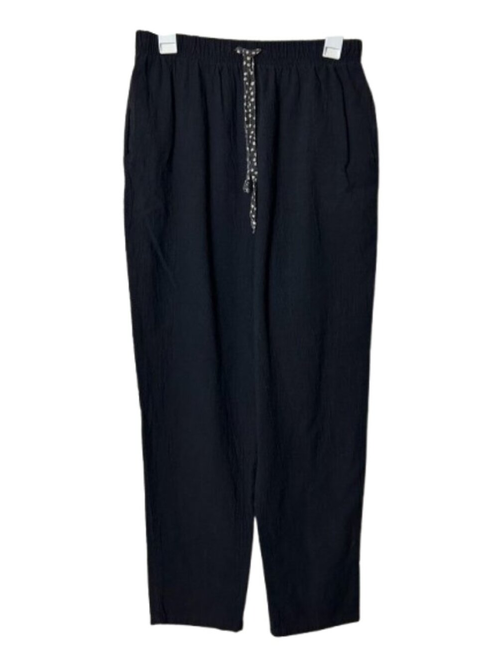 The produce company black gauze cotton elastic waist pants womens L